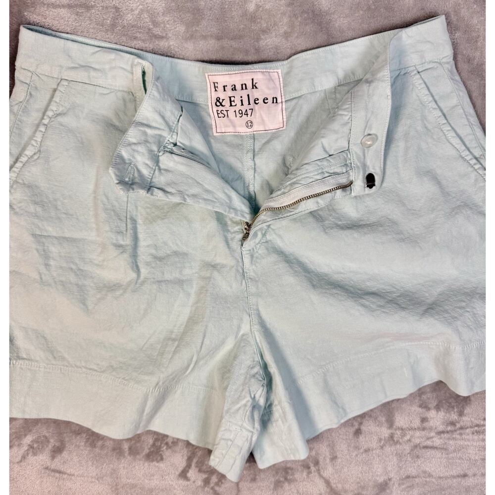 Frank and Eileen WATERFORD 4.5" Walking Short Light Blue Size 12 $268 Flax Linen